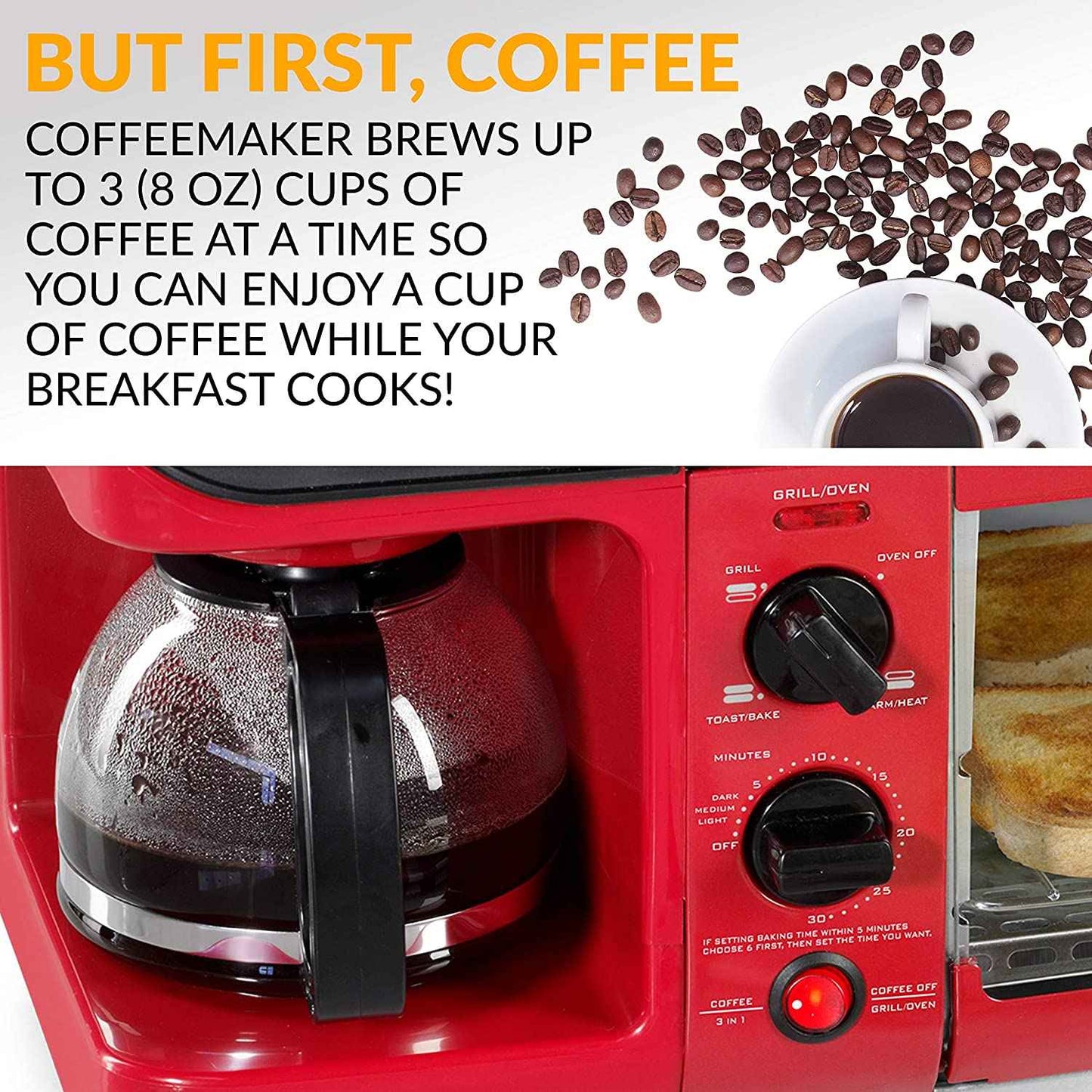 Nostalgia BST3RR 3-in-1 Family Size Multi-Function, Retro Red