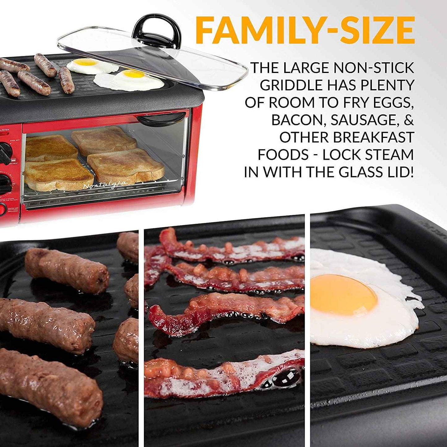 Nostalgia BST3RR 3-in-1 Family Size Multi-Function, Retro Red