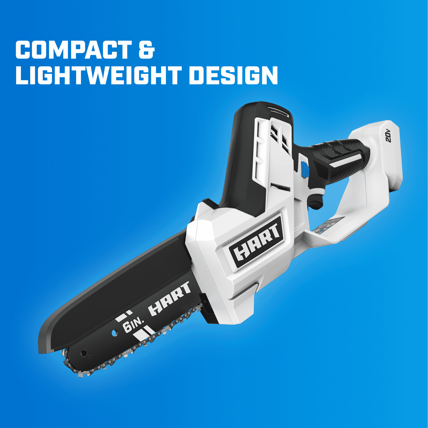 HART 20 Volt 6-inch Battery-Powered Pruning Chainsaw Kit, (1) 2.0Ah Lithium-Ion Battery