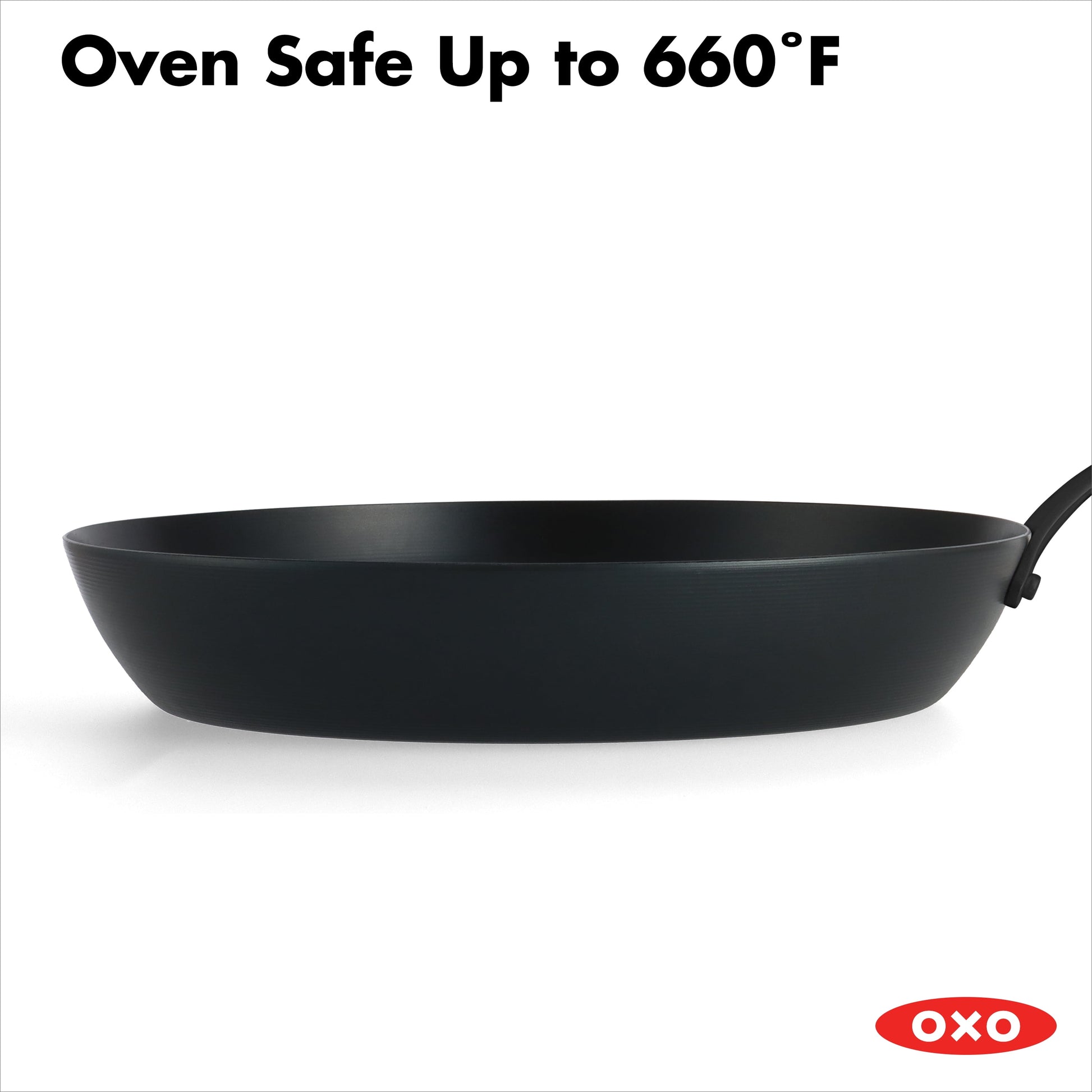 OXO Obsidian Pre-Seasoned Carbon Steel Induction Safe 12" Frying Pan/Skillet with Silicone Sleeve, Black - Home OXO