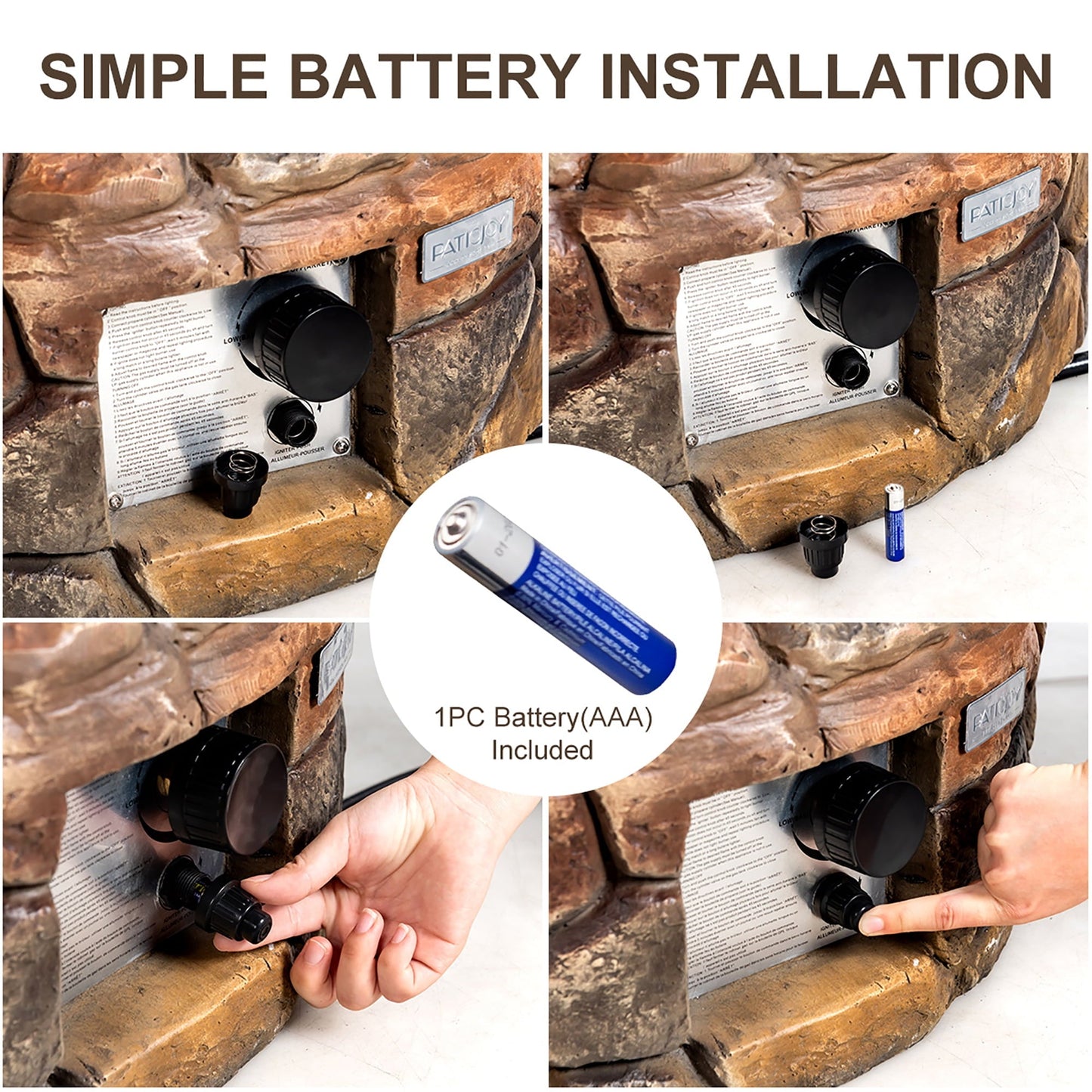 Costway 28'' Propane Gas Fire Pit Outdoor 40,000 BTU Stone Finish Lava Rocks Cover Brown - Home OXO