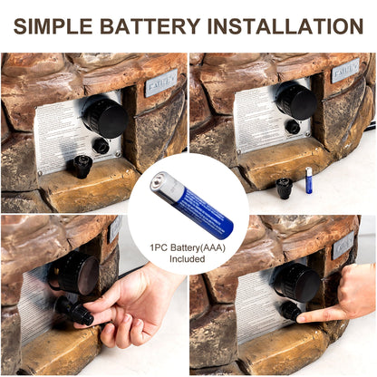 Costway 28'' Propane Gas Fire Pit Outdoor 40,000 BTU Stone Finish Lava Rocks Cover Brown - Home OXO