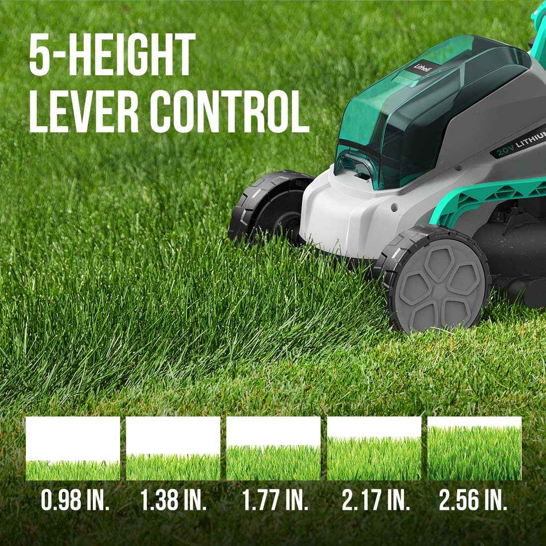 Litheli 20V 13" Cordless Lawn Mower 16.34 in with Brushless Motor + 4.0Ah Battery & Charger 27.3 lb, Manpower driven