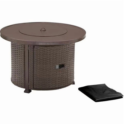Better Homes & Gardens Colebrooke 37" Round 50,000 BTU Propane Gas Fire Pit Table with Glass Beads, Metal Lid and Protective Cover - Home OXO
