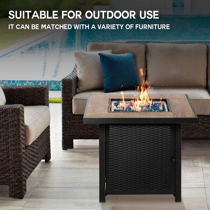 BALI OUTDOORS Propane Gas Fire Pit Table with Lid for Outside Backyard, Patio 50000 BTU 30 inch - Home OXO