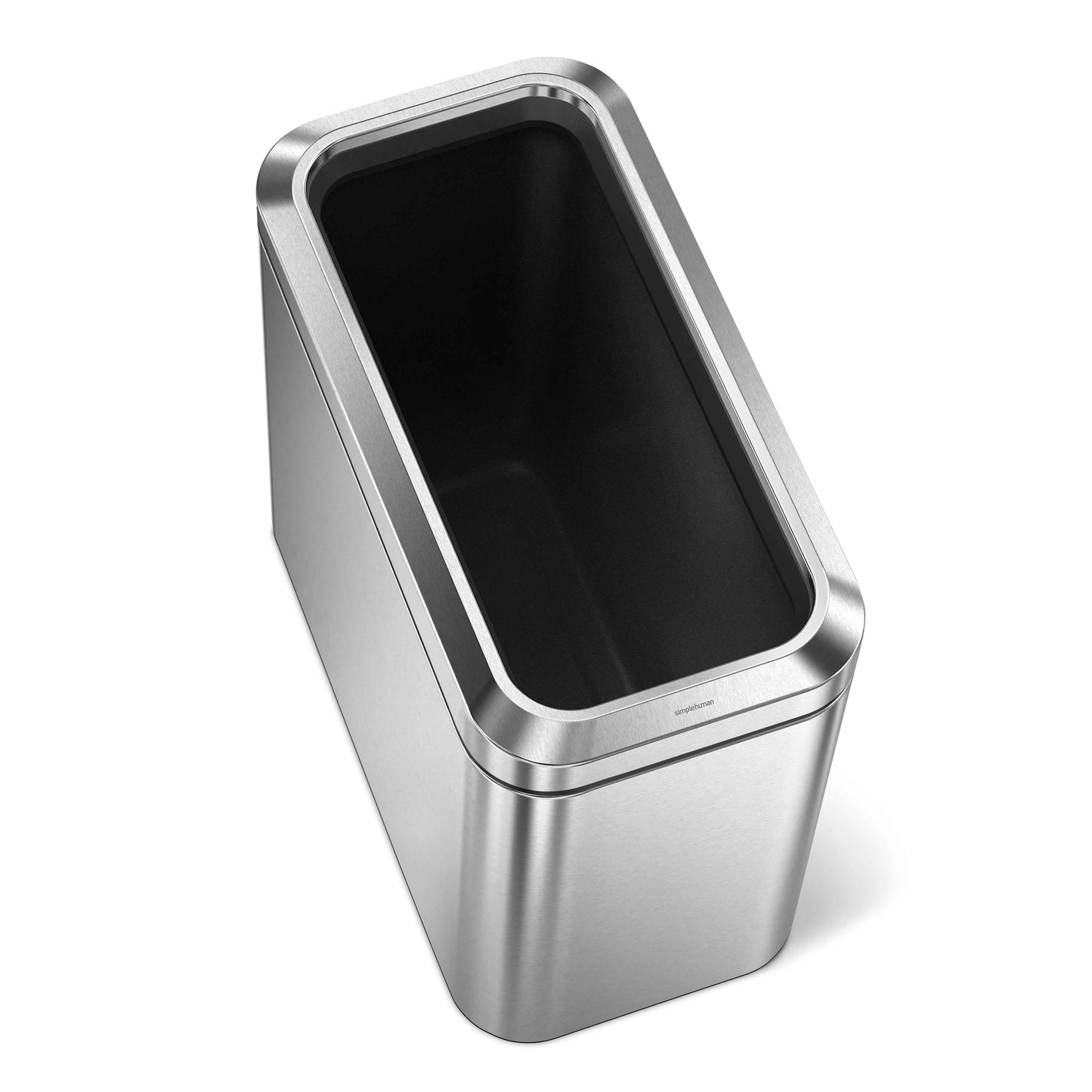 simplehuman 25 Liter / 6.6 Gallon Slim Open Top Trash Can, Commercial Grade Heavy Gauge Brushed Stainless Steel
