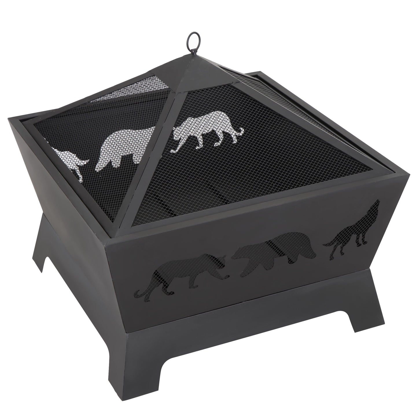 SuperDeal Patio Yard Fire Pits Wood Burning Outdoor Fireplace W/Rain Cover & Poker - Home OXO