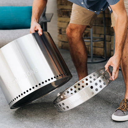 Solo Stove Bonfire 2.0 with Stand, Smokeless Fire Pit | Wood Burning Fireplaces W/ Removable Ash Pan, Portable Outdoor Firepit - for Camping, Stainless Steel, H: 16.75 in x Dia: 19.5 in, 25.1 lbs - Home OXO