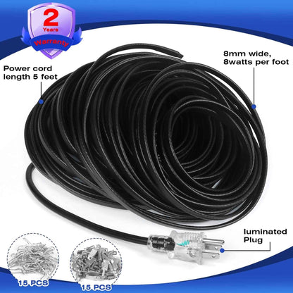 Rylpoint 100FT Heat Tape for Water Pipes, Roof Snow De-Icing, RV  Heating Cable,120 Volt 8W/ft