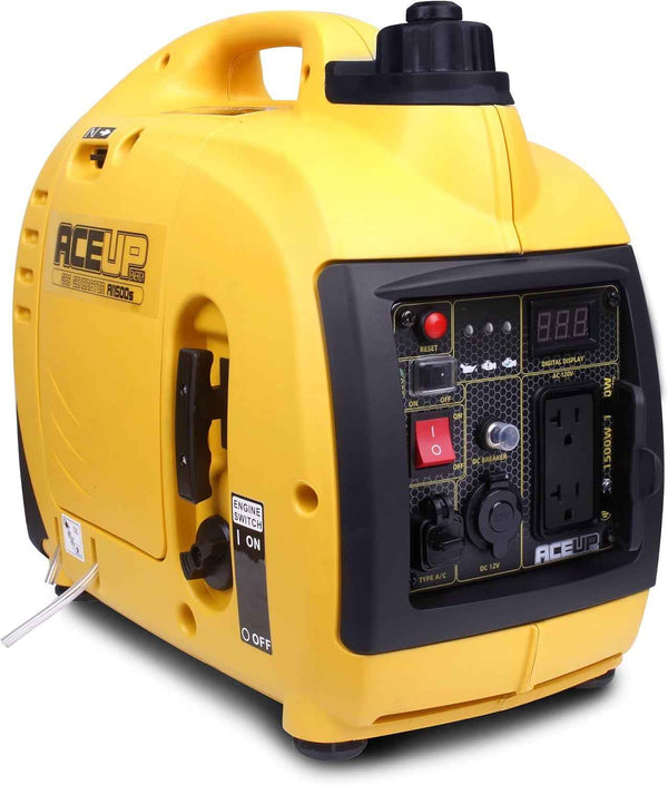 Aceup Energy 1500W Gasoline Inverter Generator, Pull Cord Start, Super Quiet, EPA Compliant, Lightweight, 1000W RV Ready