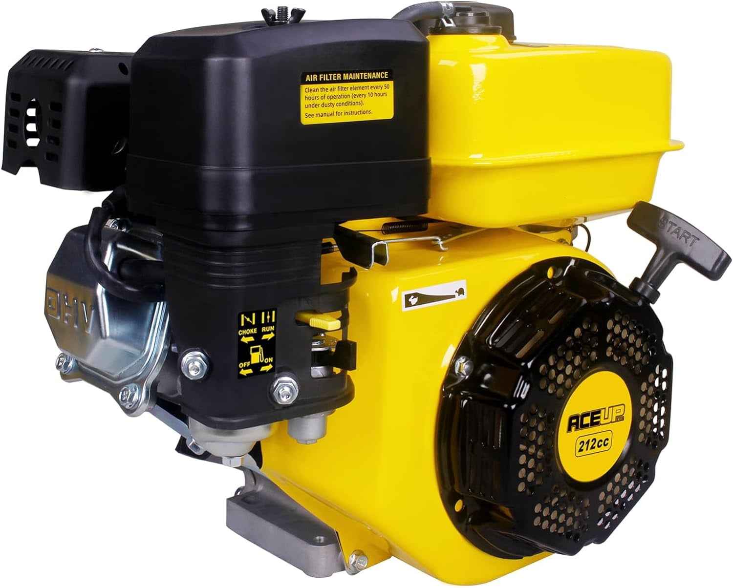 Aceup Energy 7HP 212cc Gas Engine Horizontal Shaft, 4 Stroke OHV Gas Motor, Shaft 3/4" (19mm) Diameter Recoil Start