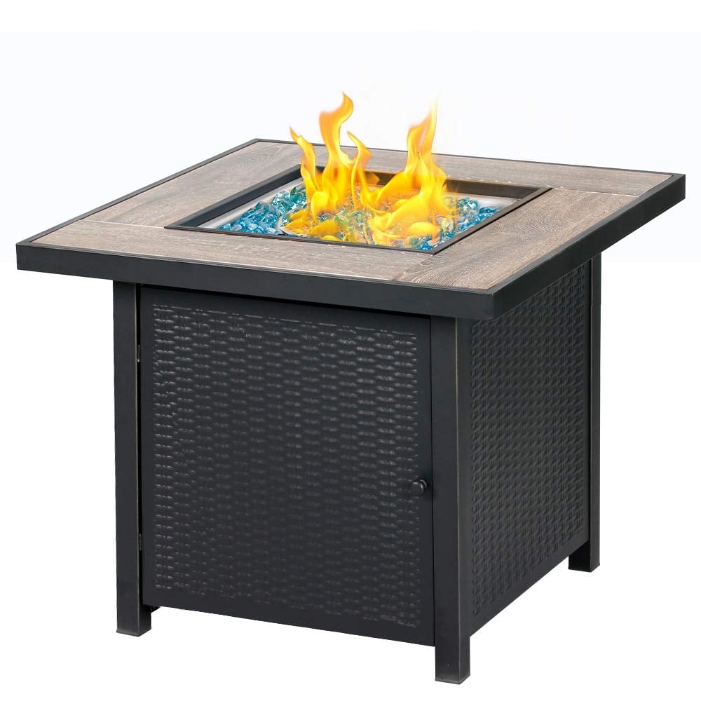 BALI OUTDOORS Propane Gas Fire Pit Table with Lid for Outside Backyard, Patio 50000 BTU 30 inch - Home OXO