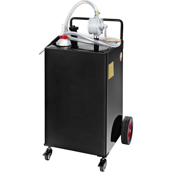VEVOR Fuel Caddy Fuel Storage Tank 35 Gallon 4 Wheels with Manuel Pump, Black