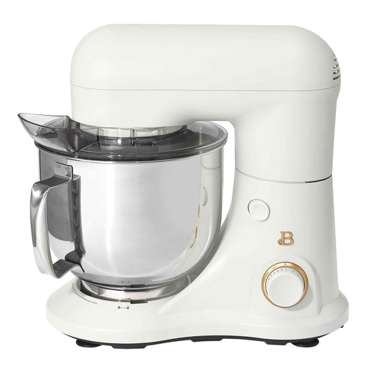 Beautiful 5.3 Qt Stand Mixer, White Icing with Flat Beater, Dough Hook, Balloon Whisk