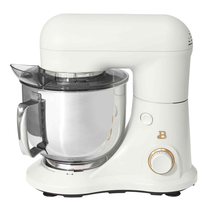 Beautiful 5.3 Qt Stand Mixer, White Icing with Flat Beater, Dough Hook, Balloon Whisk