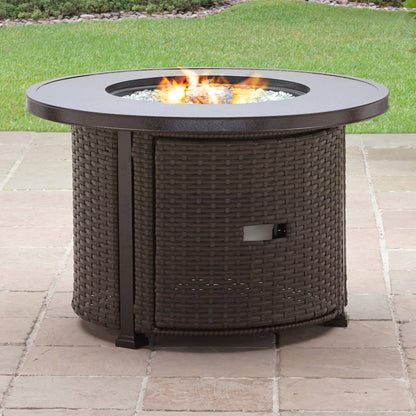Better Homes & Gardens Colebrooke 37" Round 50,000 BTU Propane Gas Fire Pit Table with Glass Beads, Metal Lid and Protective Cover - Home OXO