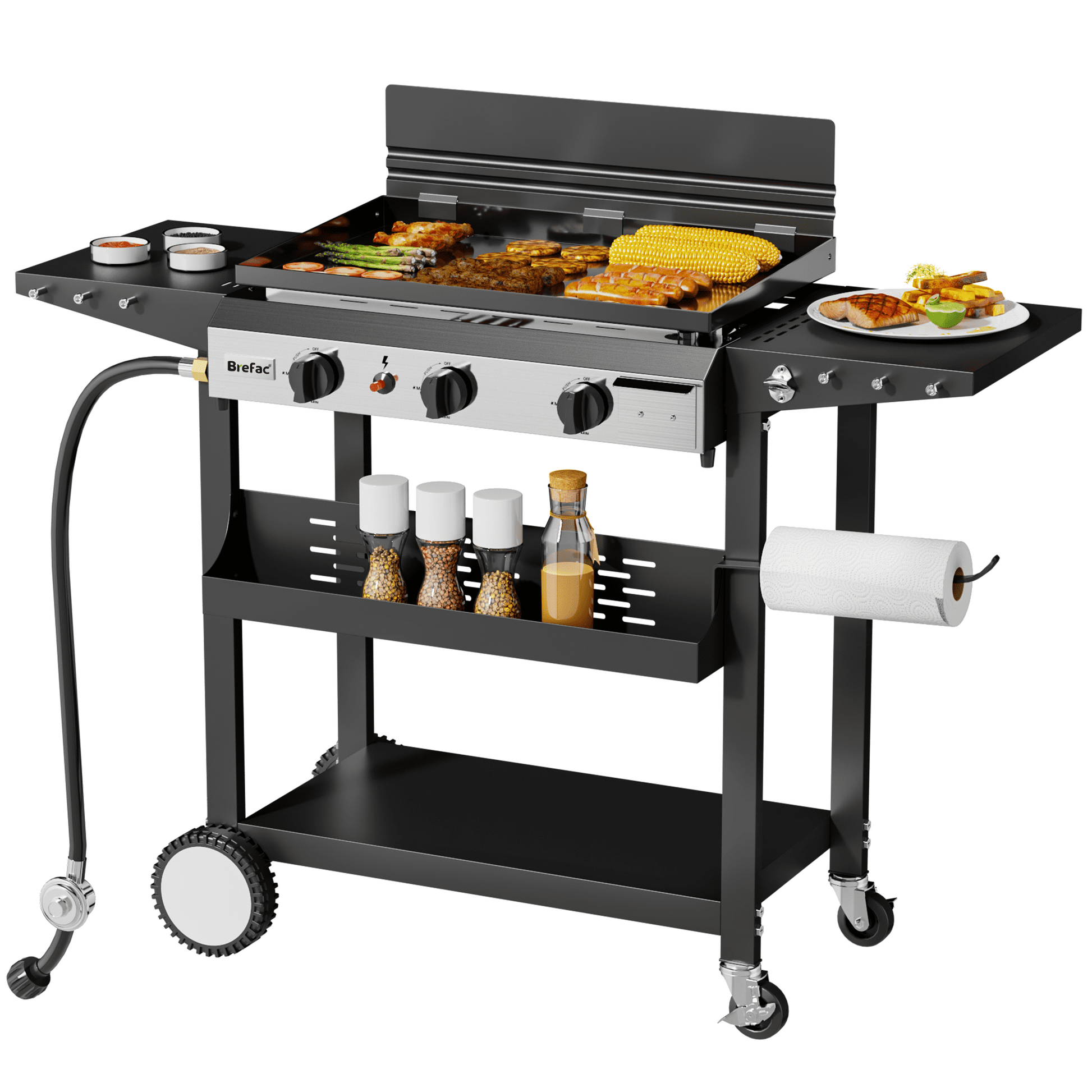 Brefac 3-Burner 23" Outdoor Propane Gas Grill for Camping, Tailgating, BBQ, Parties, Backyard & Patio - Home OXO
