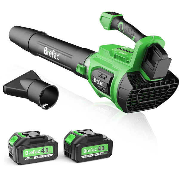 Brefac Leaf Blower 40V 700CFM 180MPH, Brushless Motor with 2 X 4.0Ah Batteries and Fast Charger