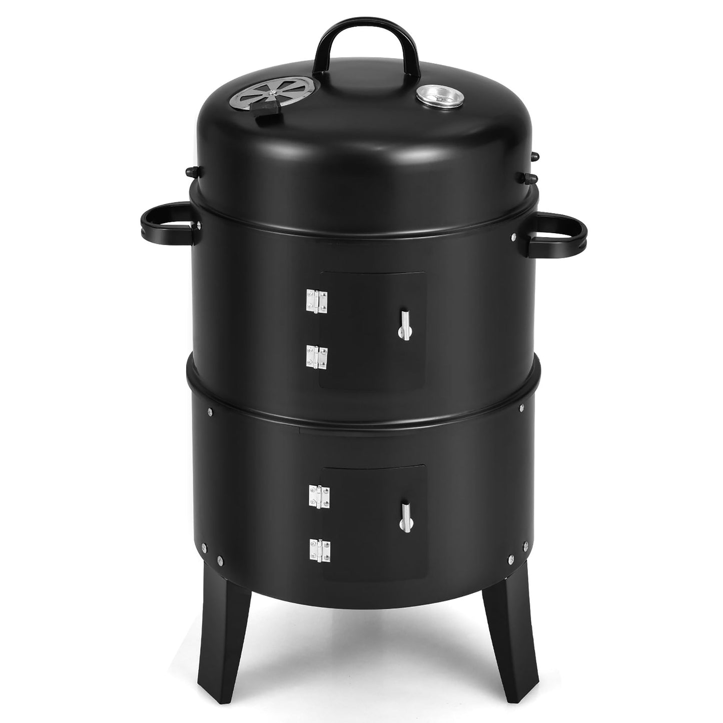 Costway3-in-1 Vertical Charcoal Smoker  Portable BBQ Smoker Grill with Detachable 2 Layer - Home OXO
