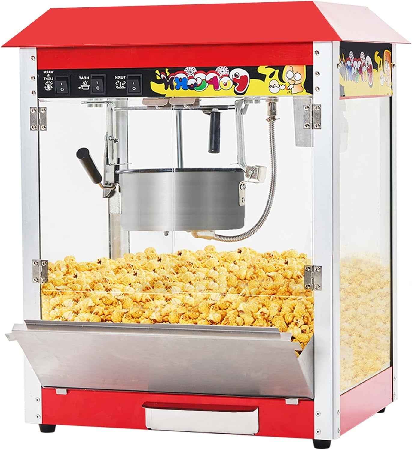 Pipleo 10 oz Commercial Hot Air Popcorn Maker, Popcorn Popper 1300W 60 Cups per Batch New