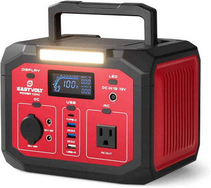 Eastvolt Portable Power Station 240W, 201.6Wh/56000mAh Lithium-Ion Battery with 110V AC Outlet, Solar Generator (Solar Panel Optional) for Emergencies Home and Outdoor Camping