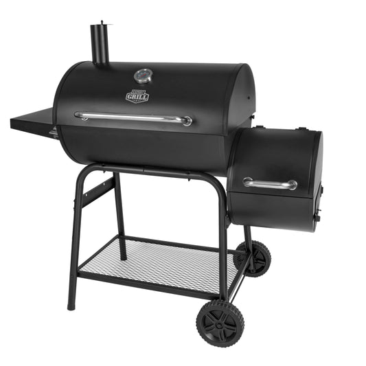 Expert Grill 28" Charcoal Offset Smoker Grill with Side Firebox, Black, New - Home OXO