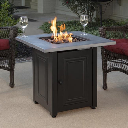 Endless Summer 28-Inch "The Wakefield " Square Propane Gas  Outdoor Fire Pit - Grey & Black - Home OXO