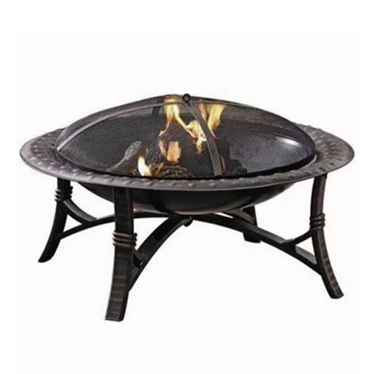 Four Seasons Courtyard 35" Round Wood Burning Fire Bowl w/Fire Grate, Black - Home OXO