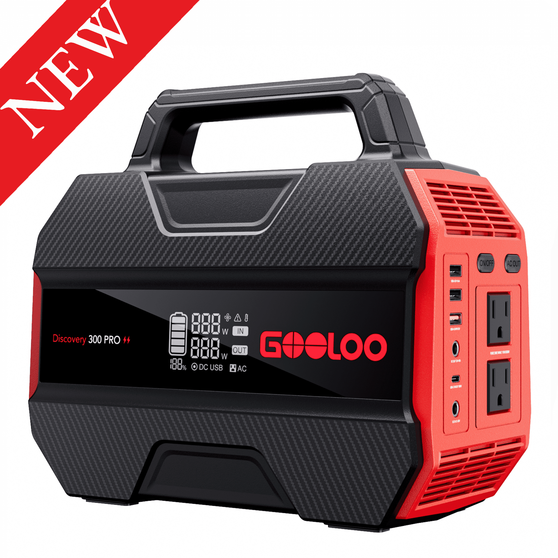 GOOLOO Discovery 300 PRO Power Station: 230Wh Solar Generator with 300W AC Output, 12V DC, and Multiple USB Ports, Perfect for Camping, RV, and Emergency Power Needs