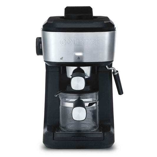 Gourmia 4-Shot Steam Espresso, Cappuccino, and Latte Maker with Frothing Wand, Black, New