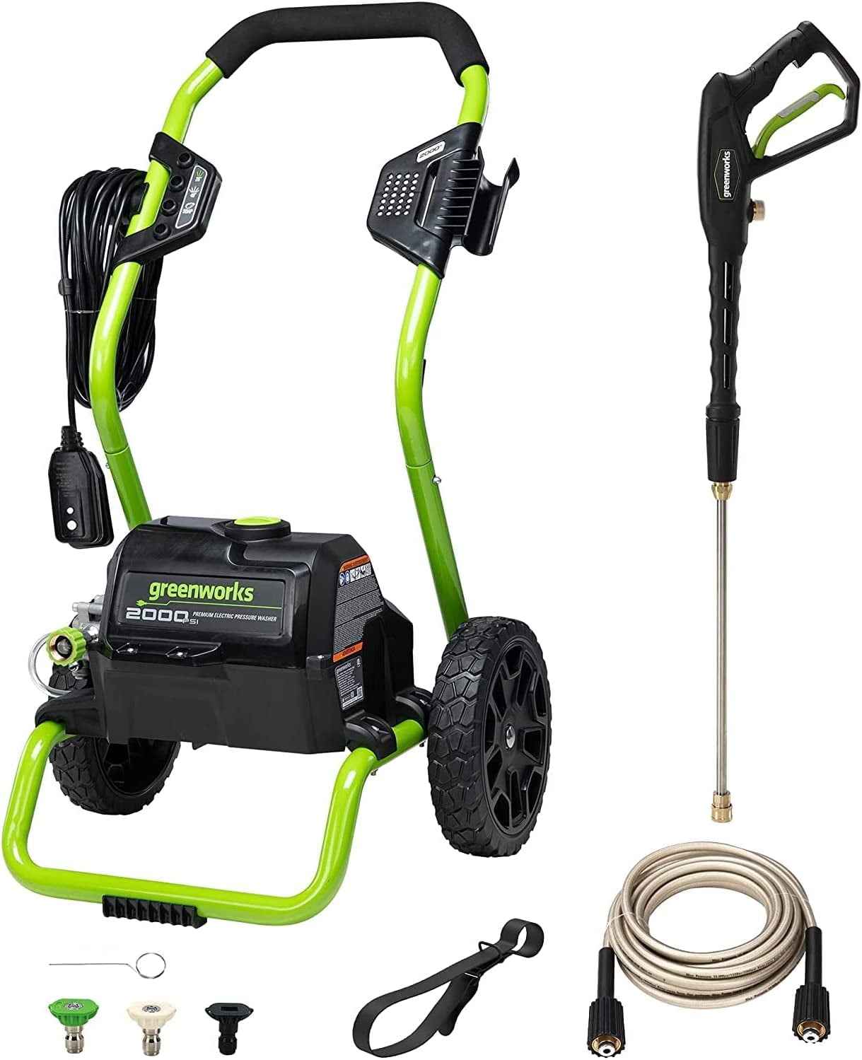 Greenworks 2000 Max PSI, 1.1 GPM (13 Amp) Electric Pressure Washer GPW2000-1RG