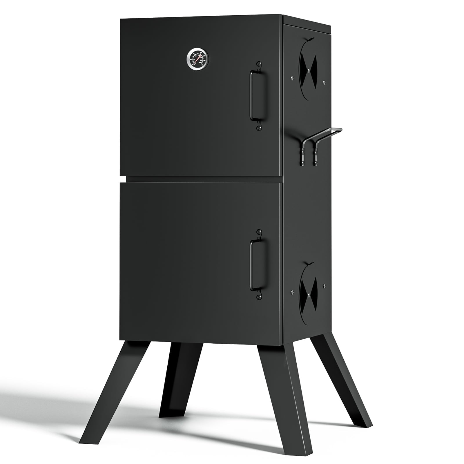 Kingchii Vertical Charcoal Smoker BBQ Grill with Built-in Thermometer, Portable Smoker for Backyard, Camping, Barbecue, and Outdoor Grilling - Home OXO