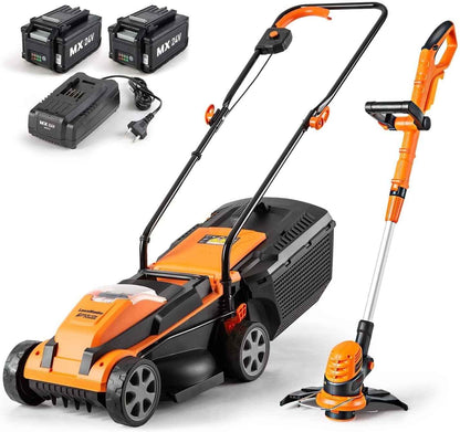 LawnMaster 20VMWGT 24V Max Combo Kit 13-inch Lawn Mower and 10-inch Grass Trimmer