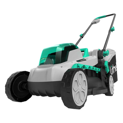 Litheli 20V 13" Cordless Lawn Mower 16.34 in with Brushless Motor + 4.0Ah Battery & Charger 27.3 lb, Manpower driven