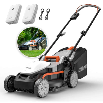 Litheli Cordless Lawn Mower, U20 Series 20V Electric Lawn Mowers, 13 Inch, Adjustment Heights, Light Weight, With 2*2.0Ah Portable Battery, for Garden/Yard/Farm