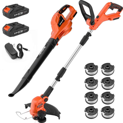 MAXLANDER 20V 10-Inch 2-in-1 Weed Wacker + Cordless Leaf Blower Combo Kit. 2x2.0Ah Batteries & Charger Included