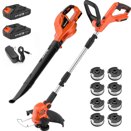 MAXLANDER 20V 10-Inch 2-in-1 Weed Wacker + Cordless Leaf Blower Combo Kit. 2x2.0Ah Batteries & Charger Included
