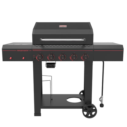 Megamaster 5-Burner Propane Gas Grill with Side Tables, Accessory Hooks, 50,000 BTUs, 656 SQ. In. Cooking Space, 2 Wheel Transport, Outdoor Kitchen Grill for BBQs, Backyards, and More - 720-0982 - Home OXO