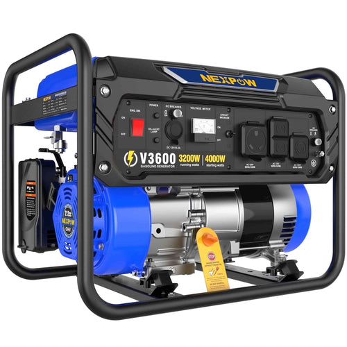 NEXPOW 4000W Portable Generator, Gasoline Powered RV Ready Generator for Backup Home & Outdoor Camping, EPA Compliant, 9H Full Load Runtime, Open Frame
