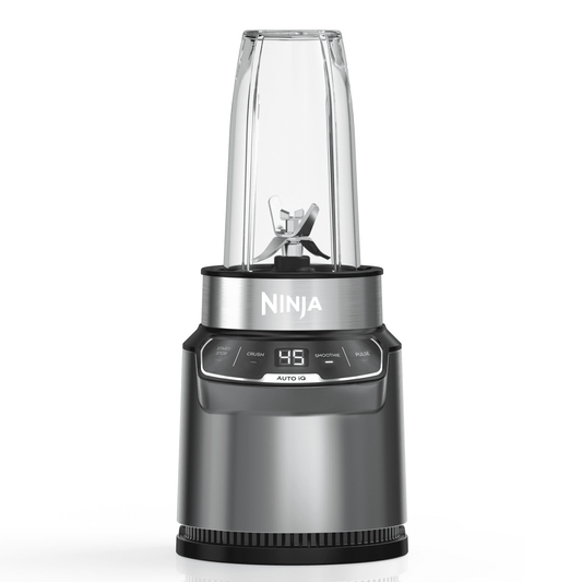 Ninja Nutri Pro Compact Personal Blender, Auto-iQ Technology, 1000 W, Smoothies, Crush, with 18 oz and 24 oz To-Go Cups & Spout Lids, Stone Silver, BN400