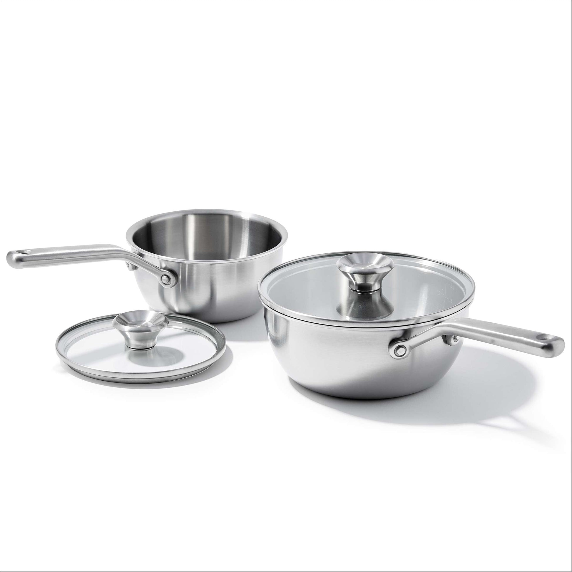 OXO Mira 4 Piece Oven Safe Stainless Steel Cookware Set, Silver - Home OXO