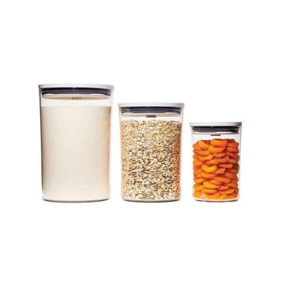 OXO Softworks Plastic 3-Cup Stackable Food Storage Canisters, Set of 3