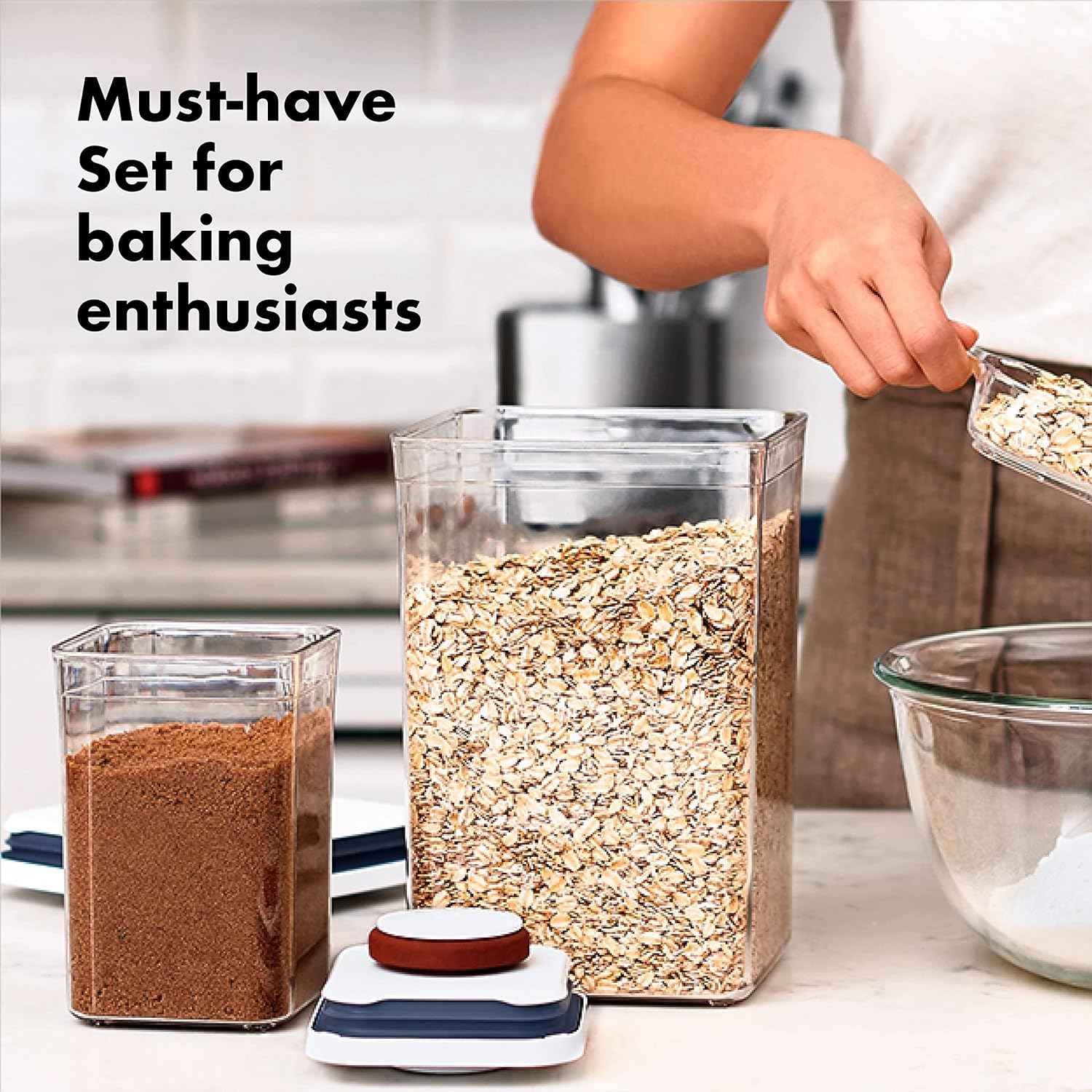 OXO Good Grips 8-Piece Baking Essentials POP Container Set, White