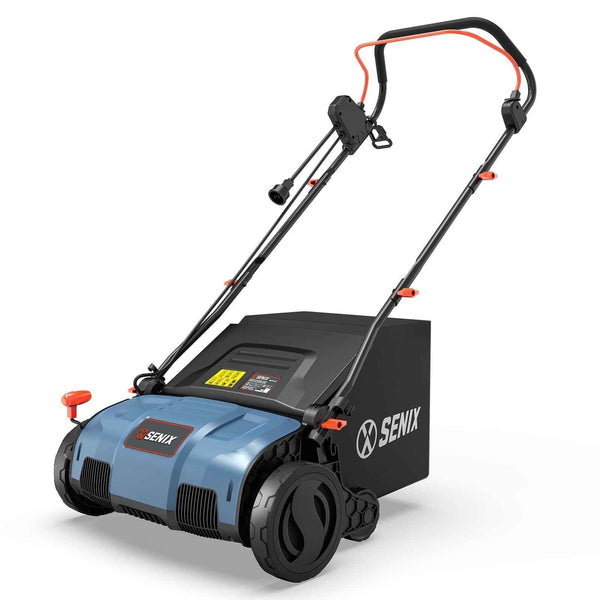 SENIX Corded Dethatcher/Scarifier 2 in 1, 15" 13Amp, 5-Position Adjustment with Collection Bag, SCE13-M