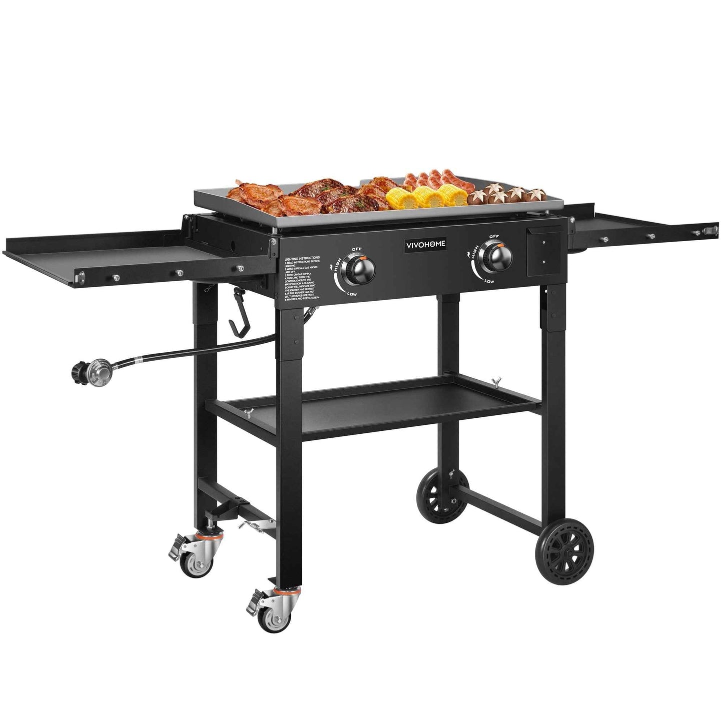SPECSTAR 2-Burner 28" Foldable Propane Griddle, Portable Flat Top Gas Grill-30,000 BTU Propane Fuelled for Camping, Tailgating, BBQ
