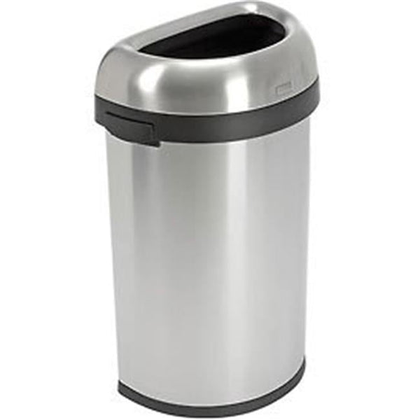 Simplehuman  16 gal Semi-Round Open Top Can - Brushed Stainless Steel