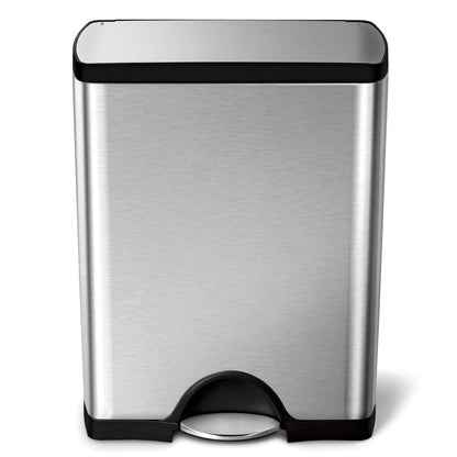 Simplehuman Trash Can,13 gal,Silver,Indoor/Outdoor CW1816