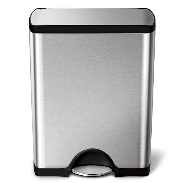 Simplehuman Trash Can,13 gal,Silver,Indoor/Outdoor CW1816