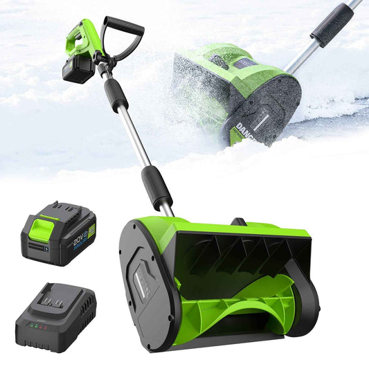 Steelite 21V 12 Inch Cordless Snow Shovel, Battery Powered Snow Blower with Directional Plate & Adjustable Front Handle,4.0-Ah Battery & Quick Charger Included