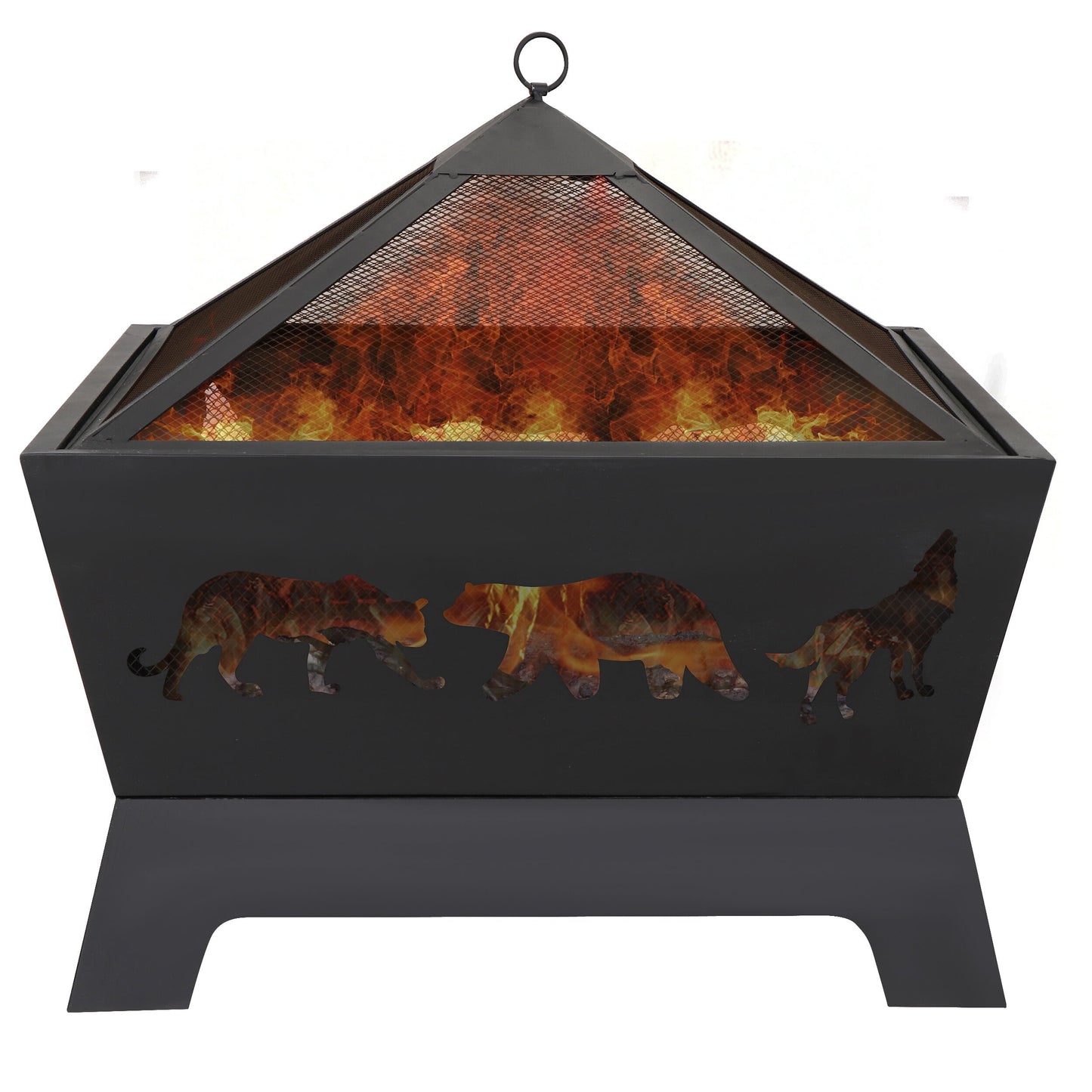 SuperDeal Patio Yard Fire Pits Wood Burning Outdoor Fireplace W/Rain Cover & Poker - Home OXO